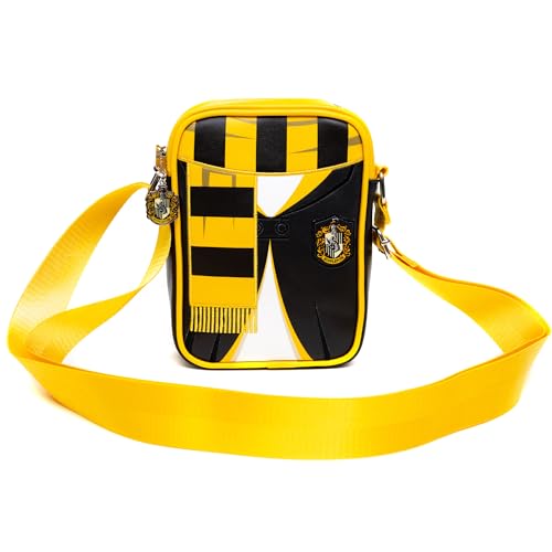 Image of The Wizarding World of Harry Potter Bag, Crossbody, Harry Potter Hogwarts School Hufflepuff Uniform Embroidered, Vegan Leather