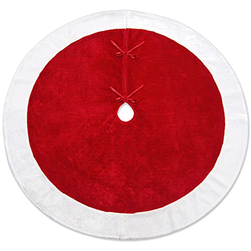 Ivenf Christmas Tree Skirt, 48 Inches Large Plush Mercerized Velvet Skirt, Rustic Xmas Tree Holiday Decorations #TOP2