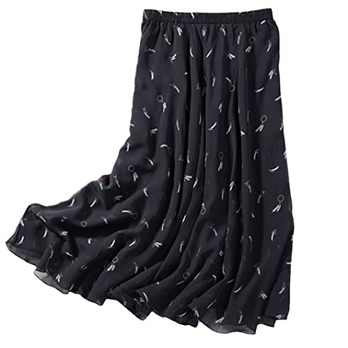 Jupe en soie de mûrier noire Oreilles de blé taille 44 élégance haut de gamme
