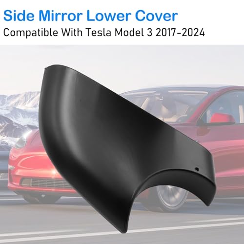 Yumzeco Left Side Mirror Bottom Cover Compatible with Tesla Model 3 2017-2025, Driver Side Black Mirror Lower Cover Base Replacement Compatible with Tesla Model 3 Accessories by Yumzeco - Image 3