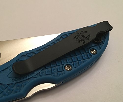 Matte Black Titanium Pocket Clip for Spyderco Delica 4 C11PBK Knife Tip Up Position