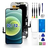 für iPhone 12/12 Pro Display Reparaturset Komplett 6.1 Zoll HD, Genverdix 3D Touch LCD Display Vormontiert, Voll kompatibel mit Face ID, Lebendige Farben, hohe Auflösung