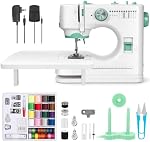 Sewing Machine for Beginners with Extension Table, 12 Stitches Portable Sewing Machine, Dual Speed (High/Low) with Foot Pedal & 6 Feet