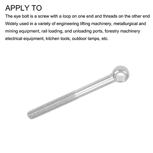 Image of METALLIXITY Shoulder Swing Lifting Bolt (M14x140mm) 2Pcs, 304 Stainless Steel Eye Bolts - for Home Renovation, Pipeline Gate Valves Fasteners, Silver