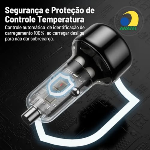 Carregador Veicular ECX TECH Dual Port 60w com Carregamento Rápido QC9.1 A + PD - PREMIUM®