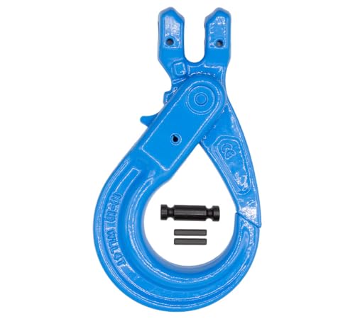 Mytee Products 4 Pack 3/8\" G100 Clevis Self-Locking Hook, Blue Alloy Steel, 8,800 lbs WLL – Heavy Duty Rigging Hook for 3/8\" Lifting Chains, Wire Ropes, Overhead Lifting & Industrial Use - Thumbnail 7