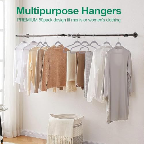 Image of Slim Plastic Hangers for Clothes - Heavy Duty Non-Velvet Hangers with 360 Swivel Chrome Hook & Non Slip Notches - Ideal for Dresses Coats Shirts Jackets & More (Grey, 18)