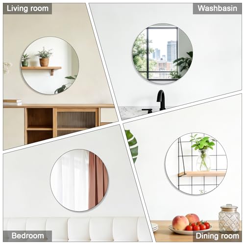 DRERIO 25 cm Selbstklebender Spiegel Rund, HD Rahmenloser Glas Spiegel, Klebespiegel für Wand & Tisch, ideal für Wohnzimmer, Schlafzimmer, Flur, DIY