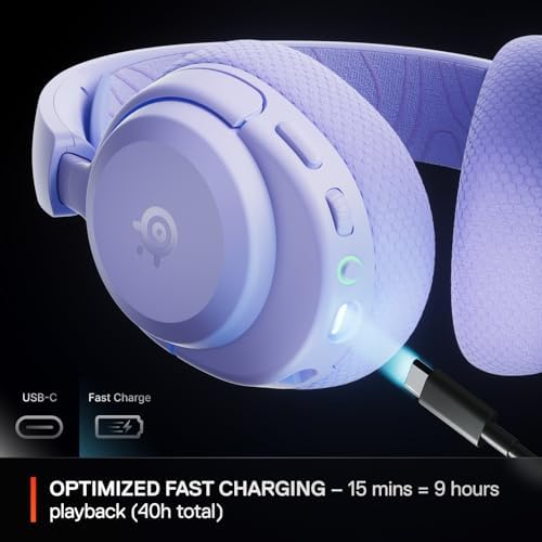 SteelSeries Arctis Nova 3P Wireless Multi-Platform Gaming Headset β Mobile App Control β 40 HR Battery β Neodymium Magnetic Drivers β 2.4GHz/Bluetooth β PS5, PS4, PC, Switch, Mobile β Lavender - 3