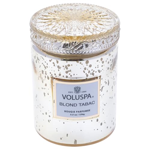 Voluspa Blond Tabac, Small Candle Jar, 5.5 oz, 50 Hour Burn Time, Coconut Wax for Clean Burning, Handcrafted in The USA