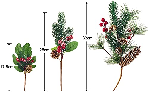 Yixiang 12Pack Artificial Christmas Picks Assorted Red Berry Picks Stems Faux Pine Picks Spray With Pinecones Apples Holly Leaves For Christmas Floral Arrangement Wreath Winter Holiday Season Décor #TOP1