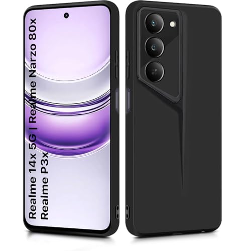 Image of WOW IMAGINE Back Cover for Realme 14x 5G | Realme Narzo 80x | Realme P3x | Blade Series Ultra Thin Case with Lightweight Design | Camera Protection | Soft Matte Silicone Flexible Mobile Case - Black