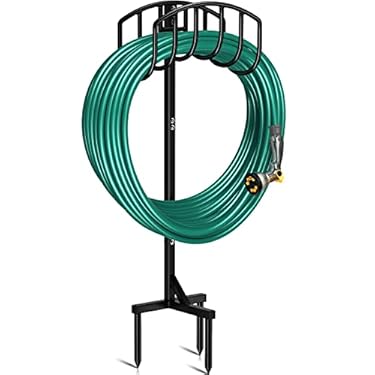 AMAZON - Winpull Garden Hose Holder Detachable Metal Water Hose Holder Hose Hanger, Heavy Duty Hose Holder Freestanding Garden Hose Storage Hose Stand Rack for Outside (Black)