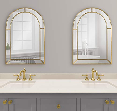 Kate And Laurel Fairbrook Transitional Arched Wall Mirror, 18 X 24, Gold, Sophisticated Glam Mirror Decor For Wall #TOP1