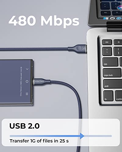 VOLTME 2-Pack USB C Charger Cable 60W Type-C Charger Fast Charging 3A Lead Nylon Braided Compatible with MacBook Pro 2021 iPad Air 5 Galaxy S23 S22 Ultra Huawei P30 P40,Google Pixel 3.3ft/1.0M Blue - Image 3
