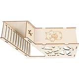 FRCOLOR Hamster Holzhütte mit Kletterleiter und Versteck für Meerschweinchen und Kaninchen als Übungsstrecke und Rückzugsort für Kleine Haustiere Drinnen