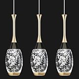 BBLLWJ Modern Black Gold Pendant Light Dimmable LED Ceiling Light Fixtures Mini Teardrop Crystal Pendant Lighting for Kitchen Island Bedroom Hallway Entryway (3-Pack， Champagne Gold)