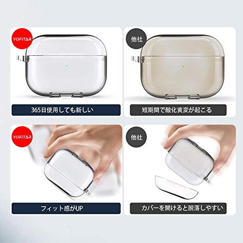 YOFITAR AirPods Pro 2/AirPods Pro (2024/2023/2022/2019)用 ケース クリア エアーポッズ プロ第2世代 用 TPUケース 分離式 全面保護カバー 落下防止 耐衝撃 防塵 装着充電可能 防水 カラビナ付き の商品画像 3