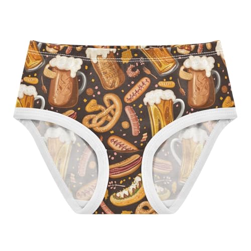 ZZKKO Beer Mugs Pretzels Hotdogs Girls Underwear Toddler Panties for Girls Comfort Brief Size 2T-8Y