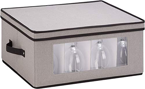 Honey-Can-Do Sft-05379 Large Canvas Stemware Window Storage Chest,, Gray, 18.38 In L X 13.88 In W X 8.5 In H #TOP1