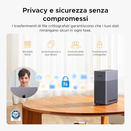 NASync DH2300 NAS desktop a 2 alloggiamenti, LAN 1 GbE, 4 GB RAM, connessione NFC One-Touch, album fotografico AI, sistema NAS facile da usare per casa e ufficio (Senza disco) - PC Desktop - Immagine 8