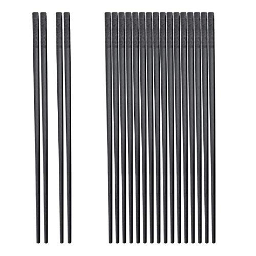 10 Pairs of Fiberglass Chopsticks Reusable Non-Slip Textured Chopsticks Dishwasher Safe 9 12 Inch - Black Black