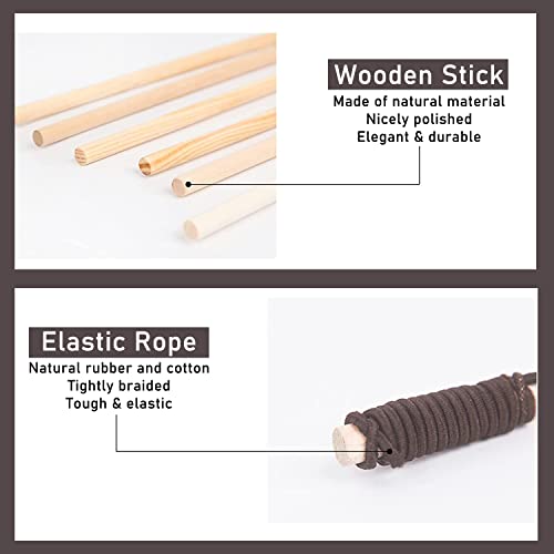 Rozzwild Cat Teaser 3 Pcs Interactive Cat Toys Set Mouse Hamster Balloon 16 Inch (40 Cm) Cat Charmer Wand Sturdy Natural Wood Rod Organic Hemp Cord Feather Elastic Rope Small Bell Catnip Lollipop #TOP7