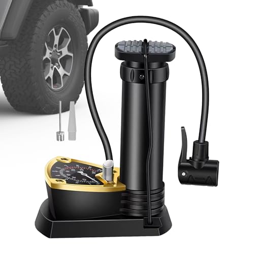 Bomba De Pie Para Bicicleta,Inflador De Pie Ligero Con Indicador De Presión Para Coche | Inflador Compacto Para Neumáticos De Motocicleta Coche Scooter Camioneta - Inflables