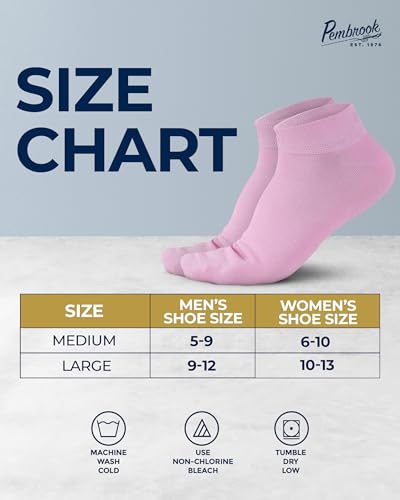 Image of Pembrook Bamboo Viscose Ankle Diabetic Socks for Women and Men - 6 Pairs | Moisture-Wicking, Super Soft, Non Binding
