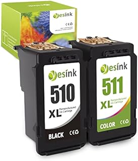 510 511 Ink Cartridges Replacement for Canon Ink Cartridges 510 and 511 Canon 510 and 511 Ink Cartridges Canon Printer Ink 510 511 for Canon Pixma MP495 MP280 MP480 (1 Black, 1 Colour)