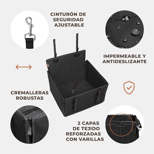 Miniatura 5 de Asiento De Coche Para Perro Extra Estable Asiento Reforzado Para Perros De Tamaño Mediano Con 4 Correas De Sujeción, Robusto E Impermeable Asiento De Coche Para Mascotas Para Asiento Posterior