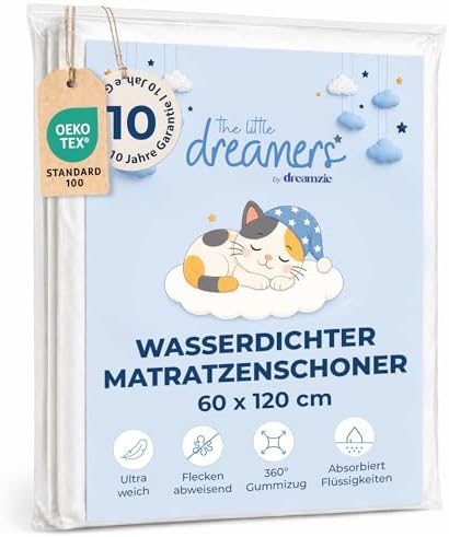 Dreamzie Matratzenschoner Baby 60x120+19 Wasserdicht Oeko-Tex | Atmungsaktive, wasserdichte Matratzenauflage · Weich, waschbar · Für Matratzen bis 12 cm geeignet