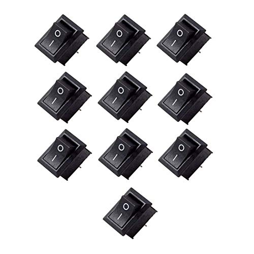 Rocker Switch 2 PIN ON-Off SPST 125VAC/10A 250VAC/6A 21x15mm Blk KCD1-101 (Pack of 10)