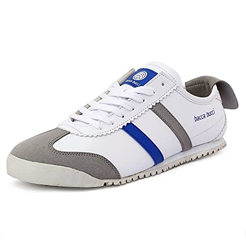 Image of Bacca Bucci Men's Vogue 2.0 Urban Mix Casual Shoes with Stretch Knit Upper & Non Slip Canvas Rubber Sole for All Day wear- White, Size