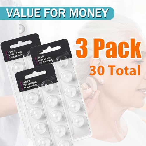 (Double Vent 10mm) Hearing Aid Domes for Oticon Minifit, Oticon Ear Caps Replacements Parts AccessoriesDomes for Oticon Hearing Aid Supplies Cleaning Kits(30-Pcs) - Thumbnail 4