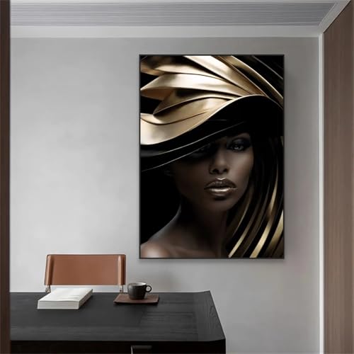 Peinture à l'huile abstraite de mode femme dorée sans cadre 40x60