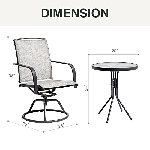 3 Pieces Outdoor Furniture, Patio Table And Chairs, Bar Stools Set Of 3 Swivel Outdoor Chairs, Bar Height Patio Table & Chairs Set Furniture Patio All Weather Outdoor Patio Furniture (Cream) #TOP6