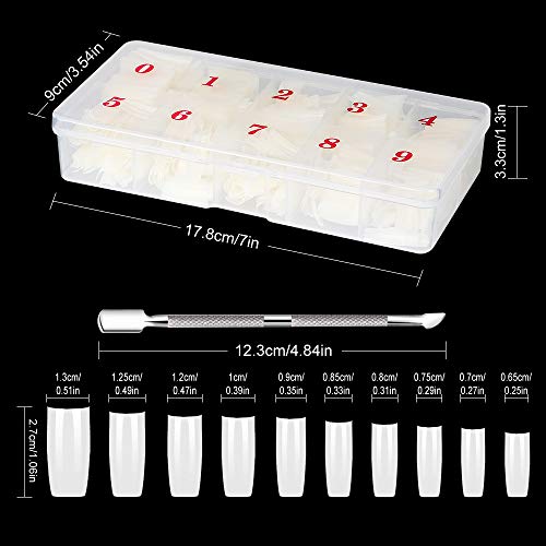 500 Stück Acryl Falsche Künstliche Nägel Tips, Natürliche Kunst Gefälschte Nägel Tipps mit Nagelknipser Cutter Nägel… – Bild 8