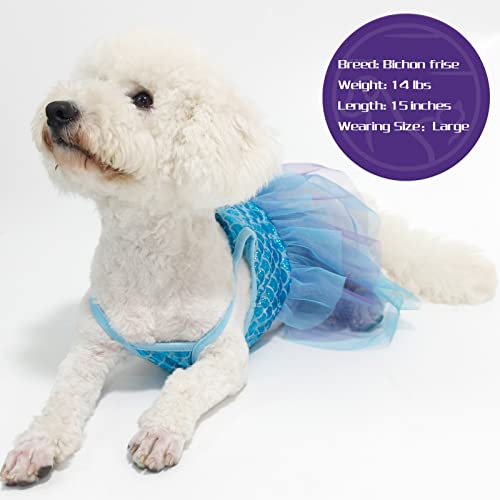 Cyeollo Birthday Dog Dress Mermaid Holiday Outfit Slip Tulle Skirt Dog Clothes Girl Sparkly Princess Tutu Dog Dresses For Small Dogs #TOP2