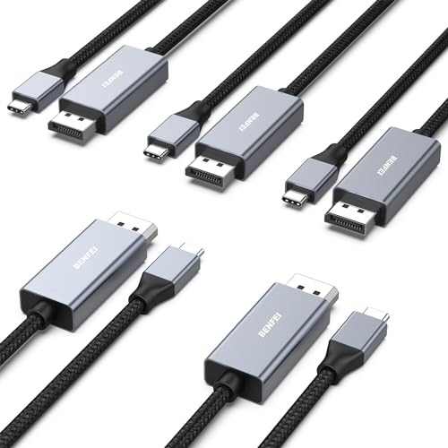 BENFEI 5 Pack USB-C to DisplayPort 6 Feet Cable(8K@60Hz 4K@144Hz), USB Type-C to DisplayPort Cable [Thunderbolt 3/4/5 Compatible] with iPhone 15 Pro/Max,MacBook Pro/Air 2023,iPad Pro,iMac,S23,XPS 17