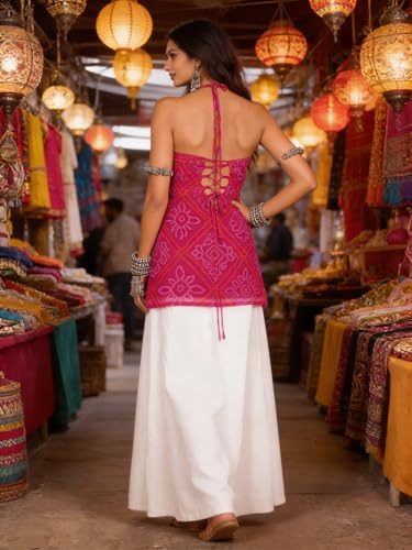 Image of Lymio Women's Short Kurti Top | Sleeveless V Neck Casual Ethnic Tunic | Summer Resort & Garden (K-238-39-44-45)