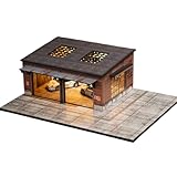 1:64 Diorama Japanese Garage Model, LED Lighting Parking Lot Scene Display, Old Factory Model Cars Scene Display Case, Diecast Cars Display Storage, Building Model Garage (Old Factory)
