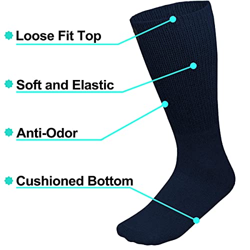 Falari Physicians Approved Diabetic Socks Crew Unisex 3, 6 Or 12-Pack (10-13, 12 Pairs Navy) #TOP3