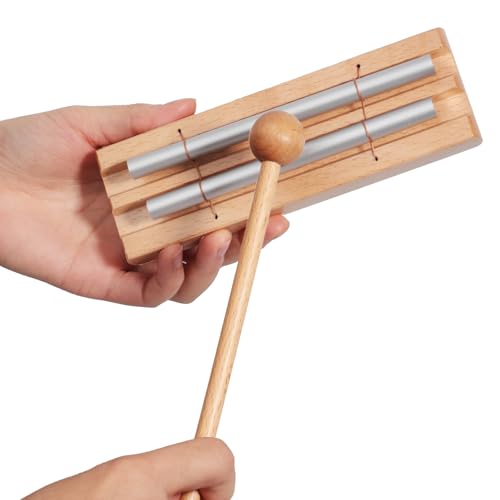 Hand Chime for Classroom Management Meditation - 2 Tone Hand Chimes with Mallet for Yoga, Mindfulness Focus (2-Tone)