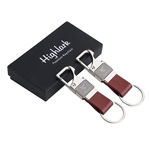 Image of Heavy Duty Metal Carabiner Keychain with Leather Strap for Men & Women | Premium Belt Clip Key Holder | Secure Spring Lock Key Ring for Car, Bike & Office Keys