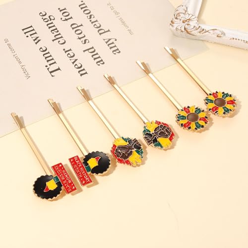 6 pares de pinzas para el cabello Juneteenth para mujeres con diseños Afroamericanos en esmalte negro miniatura 2