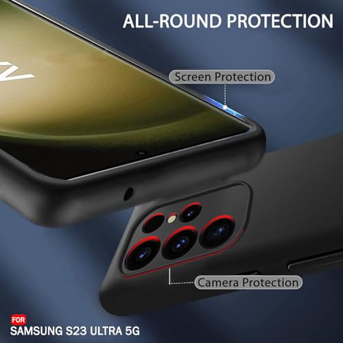 Image of TheGiftKart Liquid Silicone Back Cover Case for Samsung S23 Ultra 5G | Soft Micro-Fibre Lining Inside | Camera & Screen Protection | Shockproof Back Cover Case for S23 Ultra 5G (Silicone, Black)