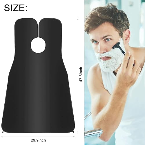 Azonee Beard Bib Apron 2Pcs Hair Catcher for Men Shaving Trimming Non-Stick Cape Grooming Cloth Waterproof With Strong Suction Cup (Black+White, One Size)