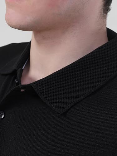 Image of TURMS Men's Casual Solid Polo T-Shirt, Odor Control, Stretchable & Breathable, Cotton Blend Fabric, Collared Neck, Half Sleeve
