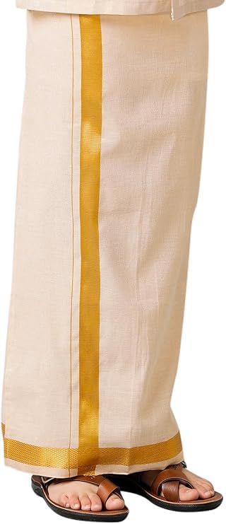 Chandrakala Shirt Dhoti Set for Boys Half Sleeve Tissue Jari South Indian Dress (KB103-P)4